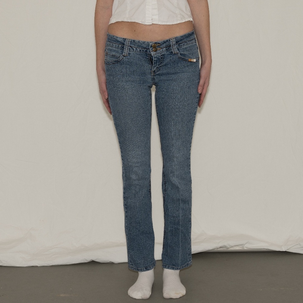Y2k low rise straight leg jeans light wash size 5 jolt